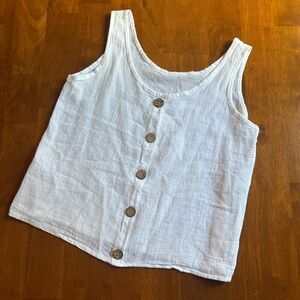 Vintage Lightweight Gauzy Cotton Tank Top with Wooden Buttons